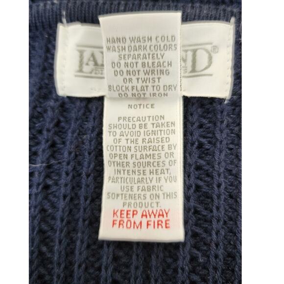 Lands End VTG 90's Navy Blue Abalone Button Down Sweater Vest Womens Size Medium - Picture 7 of 7